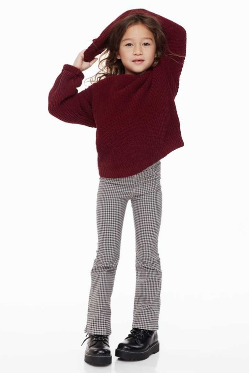 H&M 2-pack Pull-on Twill Pants Kids' Clothing Dark Red/Checked | KCYATRM-71