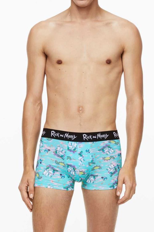 H&M 3-pack Cotton Boxer Shorts Men's Underwear Turquoise/Rick And Morty | KVRMBQY-21