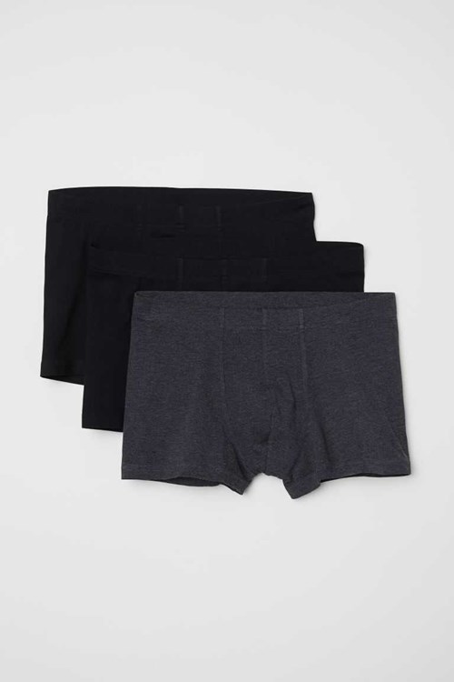 H&M 3-pack Short Cotton Boxer Shorts Men's Underwear Dark Blue/Burgundy | GMRESTU-92