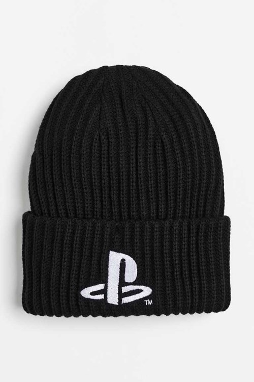 H&M Appliquéd rib-knit hat Kids' Accessories Black/Playstation | ERVQXYL-48