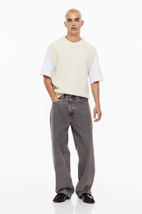 H&M Baggy Men's Jeans Denim Gray | EKLNDIH-63