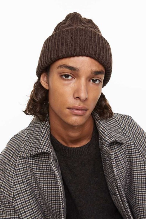 H&M Cable-knit Men's Hat Dark Brown | YDRLQAP-07