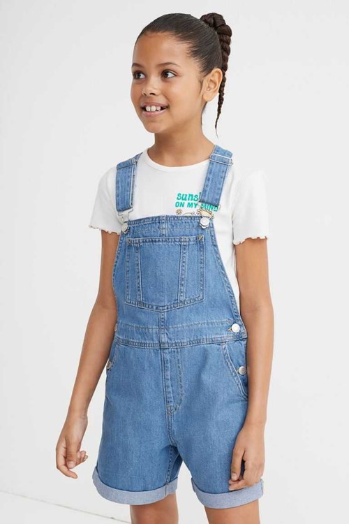 H&M Denim Overall Shorts Kids' Clothing Light Denim Blue | TIKNHQR-93