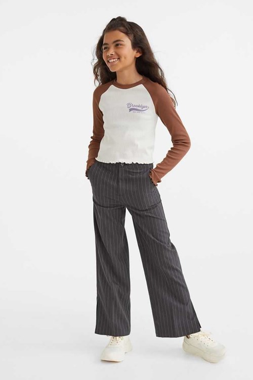 H&M Dress Pants Kids' Clothing Light Beige/Plaid | ZYKXSUB-34
