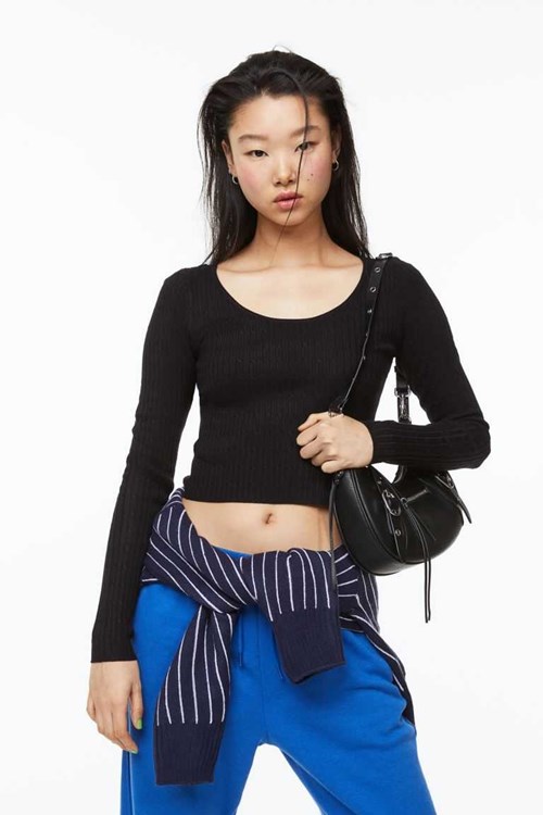 H&M Knit Women's Tops Light Blue | WGIFQDN-65