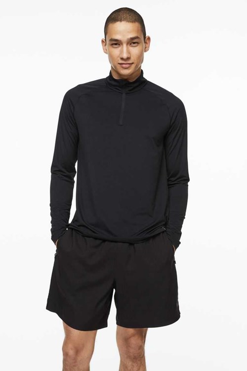 H&M Long-sleeved Sports Shirts Men's Sportswear Black | URHXSKA-87