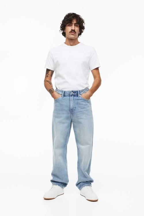 H&M Loose Men's Jeans Light Denim Blue | NAUGCHL-90