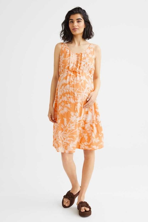 H&M MAMA Low-backed Dress Women's Maternity Wear Cerise | OWJZFXK-36