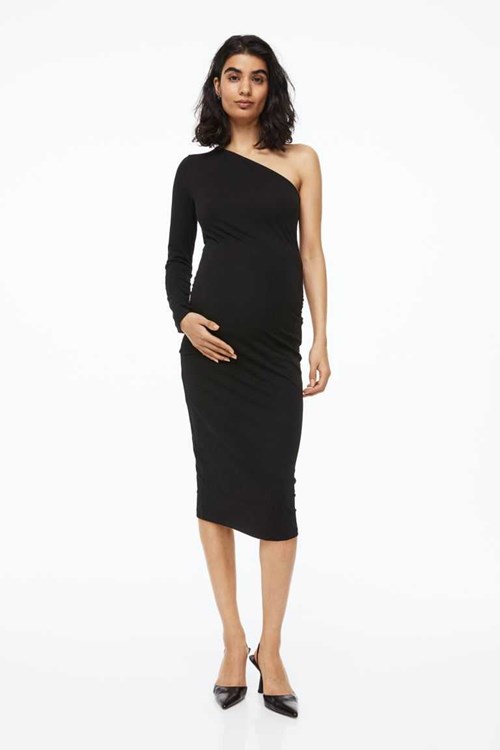 H&M MAMA One-shoulder Dress Women's Maternity Wear Dark Green | MFKVQGA-48