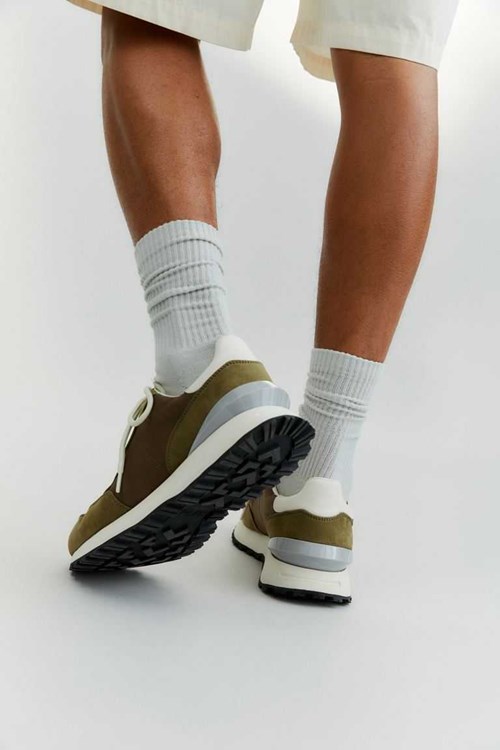 H&M Men's Sneakers Khaki green | WUYEPAQ-12