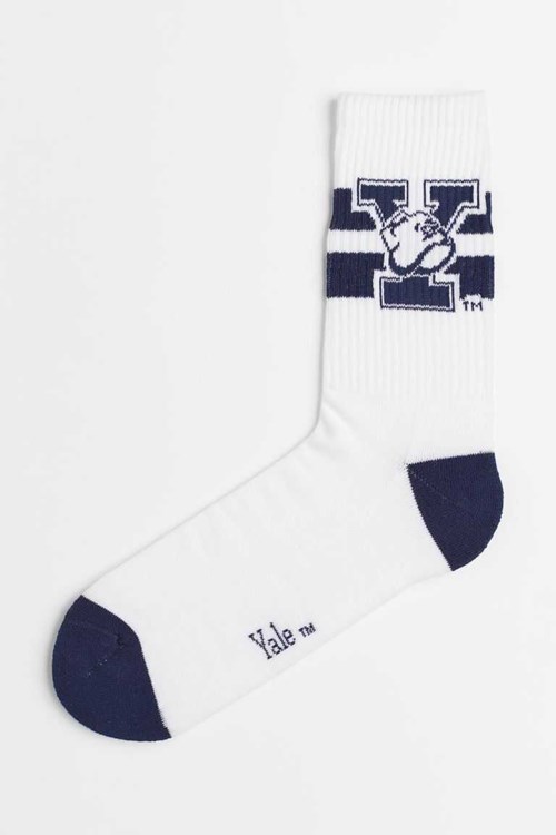 H&M Motif-detail Men's Socks White/Yale | RAXLZEW-80