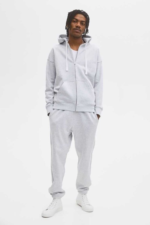 H&M Oversized Fit Hooded Cotton Jackets Men's Basics Gray | YKZHCMN-92