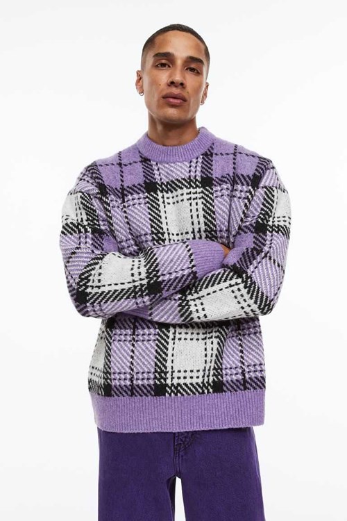 H&M Oversized Fit Jacquard-knit Men's Sweaters Green/Leopard Print | AHXERKD-09