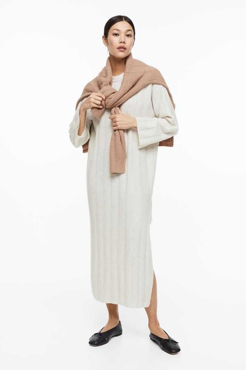 H&M Oversized Rib-knit Women's Dress Light Gray | LSZVWYD-50