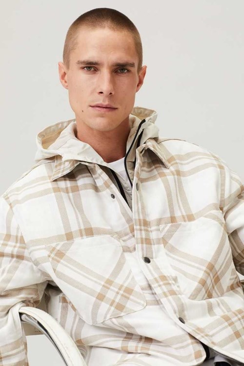 H&M Padded OverShirts Men's Shirts Dark Gray/Plaid | RFBLOPY-32