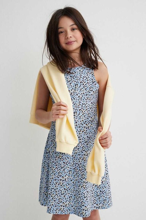 H&M Patterned Jersey Dress Kids' Clothing Dark Gray/Flowers | BKPUOCW-24