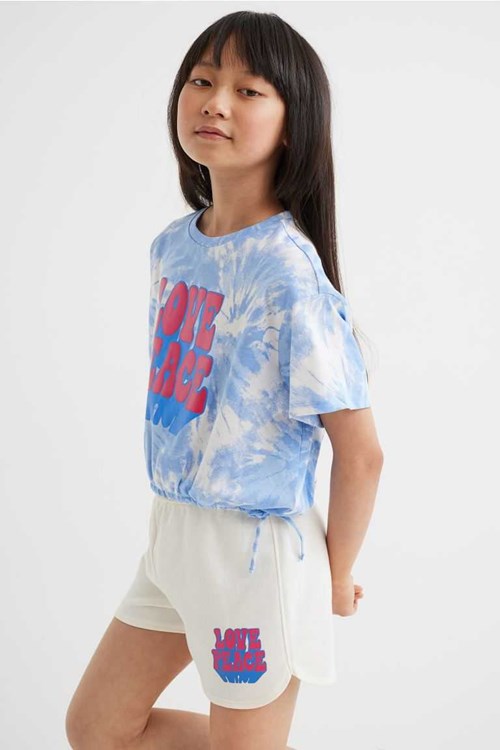 H&M Printed Sweatshorts Kids' Clothing White/Love | AKFLXOG-75