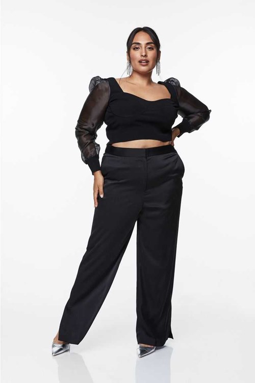 H&M Puff-sleeved Women's Tops Black | ZHVRDAL-06