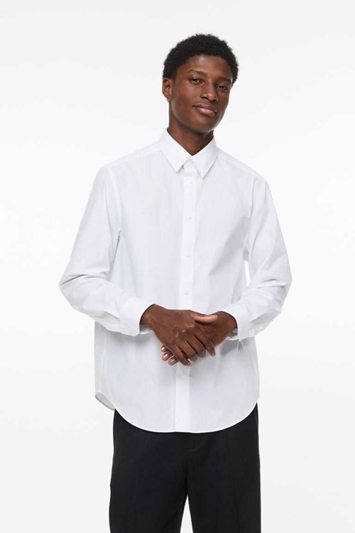 H&M Regular Fit Easy-iron Men's Shirts Black | ZPAXREH-27