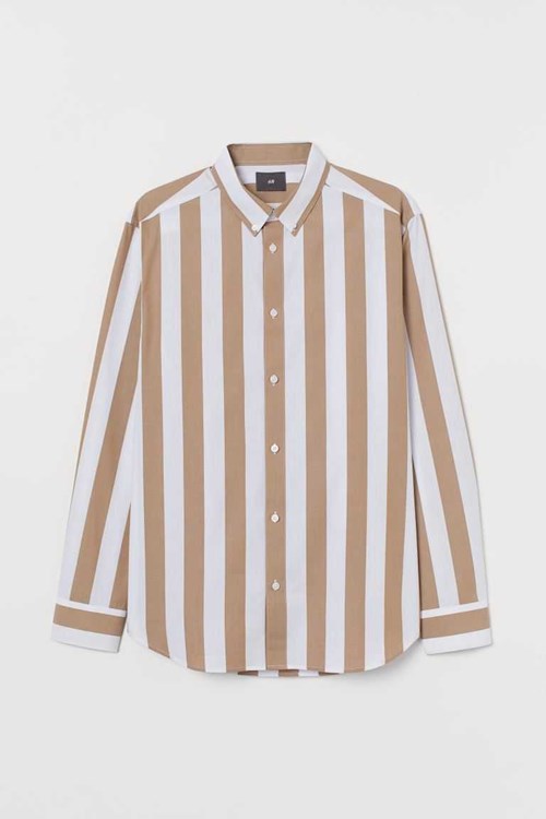 H&M Regular Fit Men's Shirts Pistachio Green/White Striped | YMNATVO-49