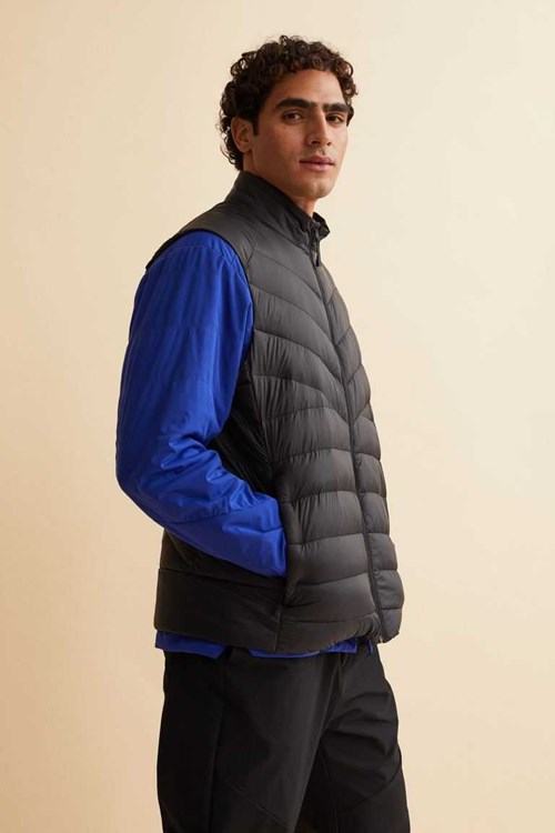 H&M Regular Fit Padded Vest Men's Sport Clothing Black | JOHNIZC-58