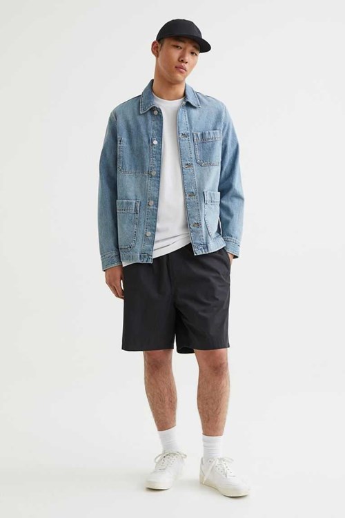 H&M Relaxed Fit Cotton Men's Shorts Black | XBJLCIF-62