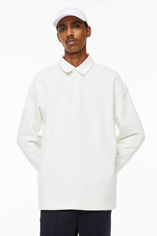 H&M Relaxed Fit Men's Polo Shirts White | FHTZYGR-25