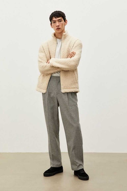 H&M Relaxed Fit Wool-blend Men's Pants Brown/Houndstooth-patterned | LWBDMVJ-98