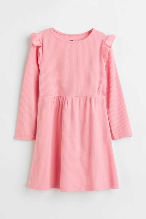 H&M Ribbed Jersey Dress Kids' Clothing Light Pink | QHBWFAY-76