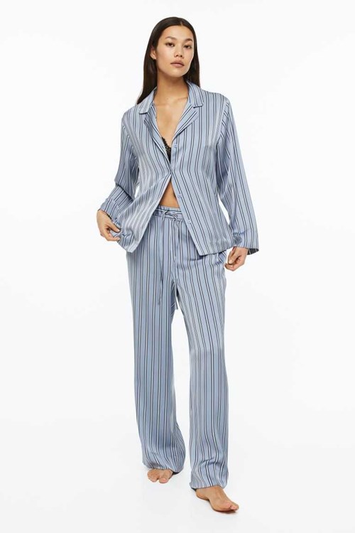 H&M Satin Pajamas Women's Sleepwear & Loungewear Cornflower Blue | IXTEWLB-98