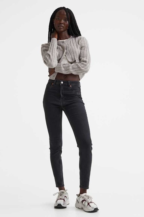 H&M Skinny High Women's Jeans Dark denim blue | XCNKDJW-50