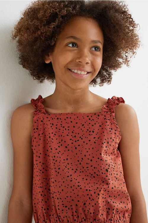 H&M Sleeveless Crop Tops Kids' Clothing Natural white | IUVBSYA-05