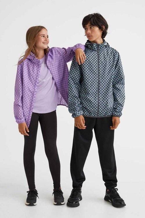 H&M Sports Jackets Kids' Activewear Purple/checked | PNXLQAC-09
