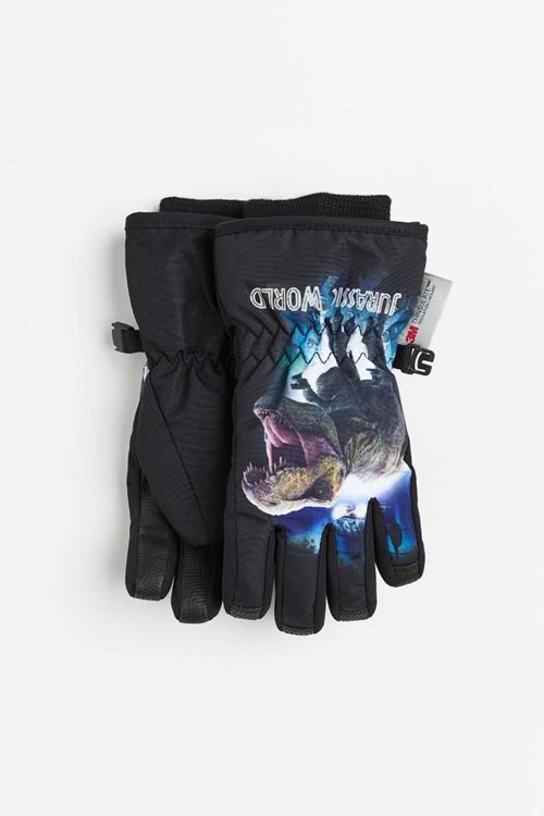 H&M Water-repellent Ski Gloves Kids' Accessories Black/Jurassic World | VMXDRFH-73
