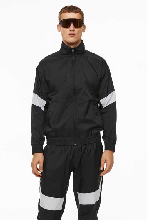 H&M Water-repellent Track Jackets Men's Sportswear Black/Light Gray | IJGFOXV-49