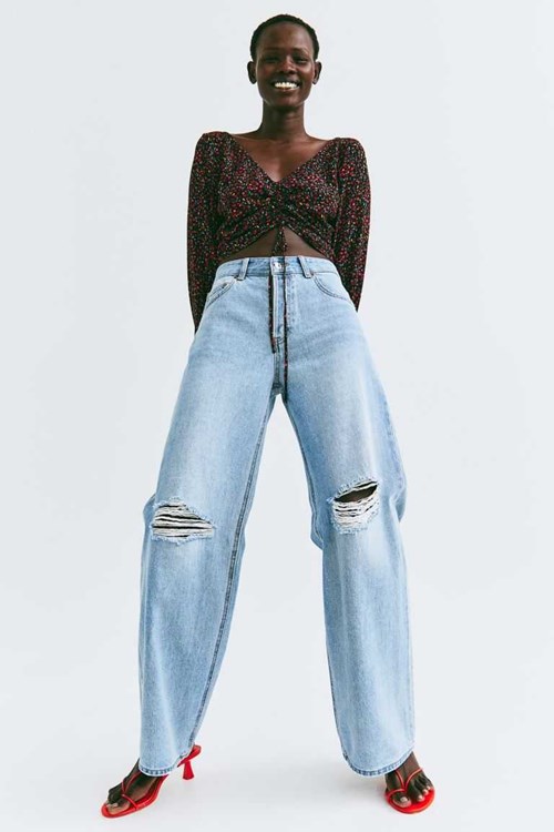 H&M Wide Low Women's Jeans Denim Blue | WTMVRYP-59