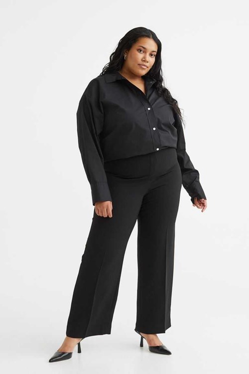 H&M Wide-leg Pants Women's Plus Sizes Black | CKQNJMX-05