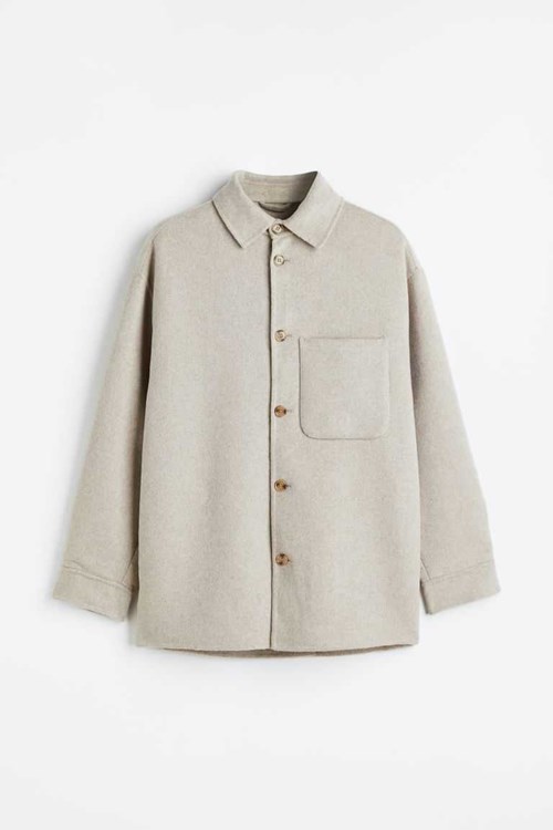 H&M Wool-blend Shacket Men's Jackets Dark Gray/Pinstriped | UIWYVAJ-26