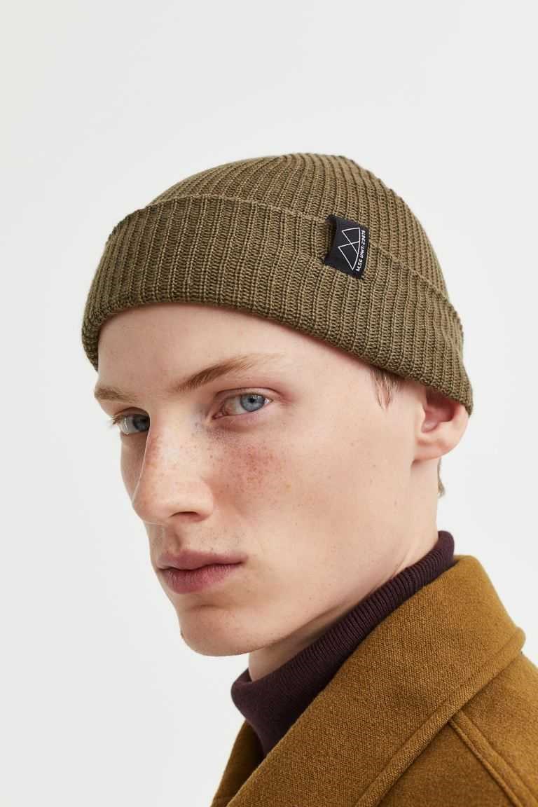 H&M 2-pack Rib-knits Men\'s Hat Khaki Green/Black | BQIYWZG-85