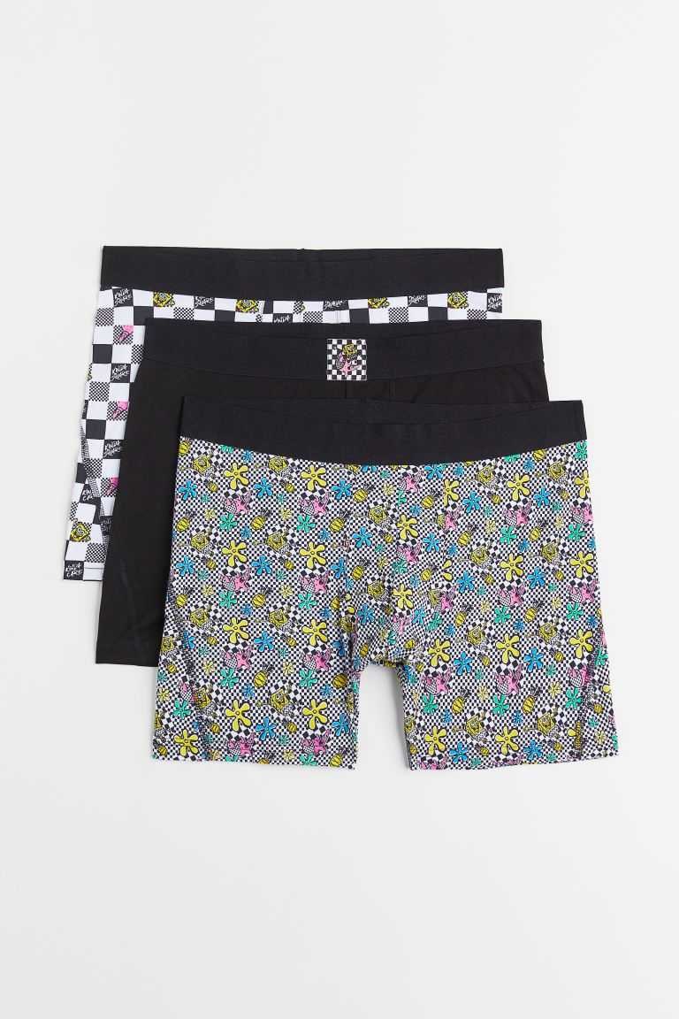 H&M 3-pack Boxer Shorts Men's Underwear Black/Spongebob Squarepants | QMFAJKV-81