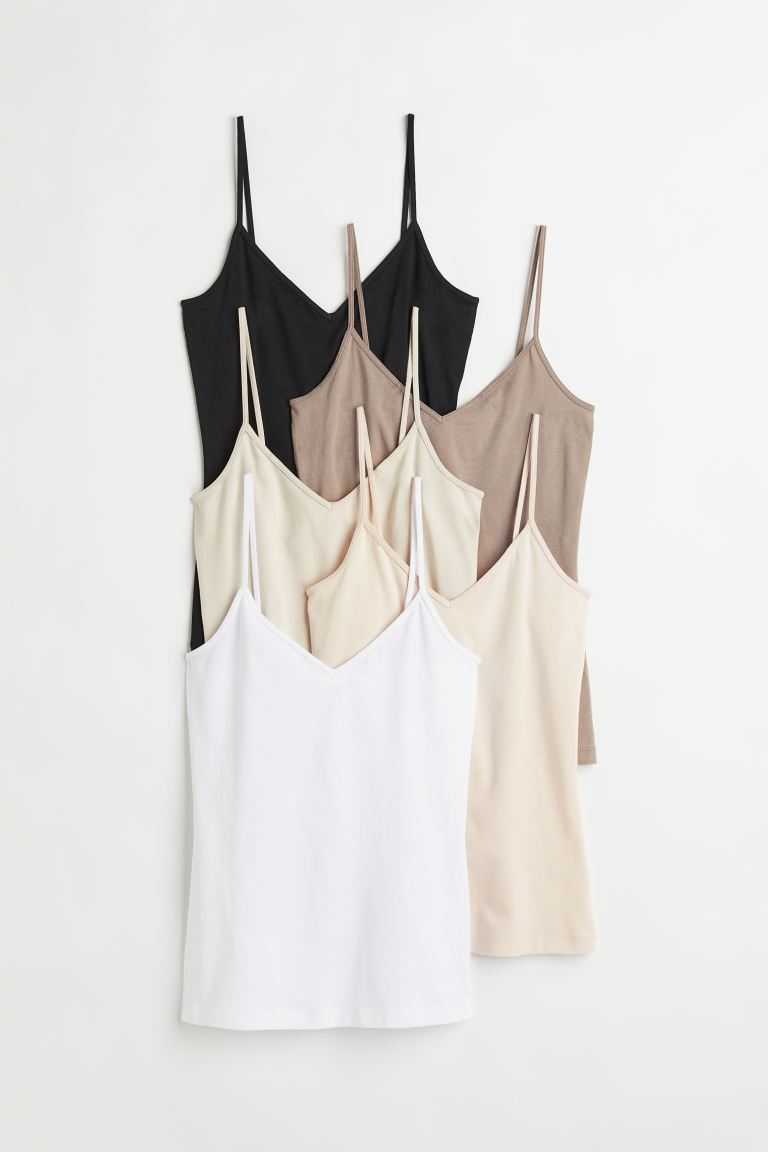 H&M 5-pack Camisoles Women\'s Tops Dusty Rose/Light Gray Melange | XHDCETF-54