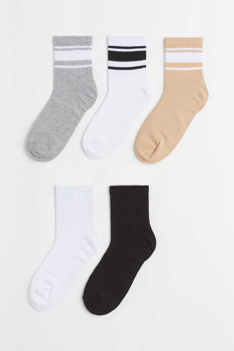 H&M 5-pack Women\'s Socks Light Beige/White Striped | VSZJKWM-39