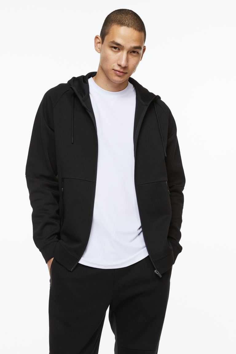 H&M DryMove™ Sports hoodie Men\'s Sportswear Black | WXDIQPC-40