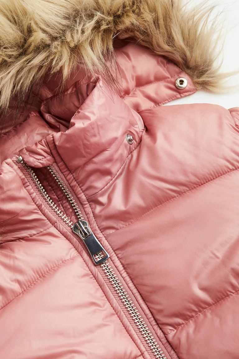 H&M Hooded Puffer Jackets Kids' Outerwear Dusty Pink | QRCWHNZ-04