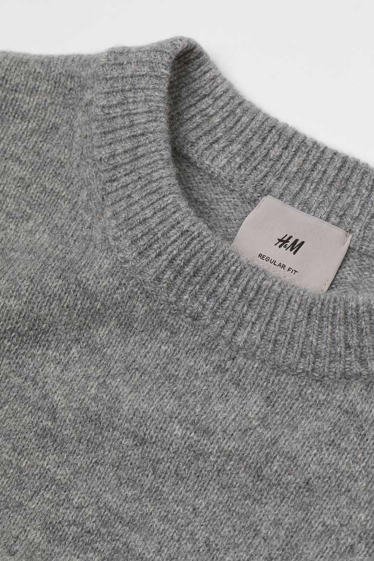 H&M Knit Wool Men's Sweaters Dark Gray Melange | KCYJXBA-76
