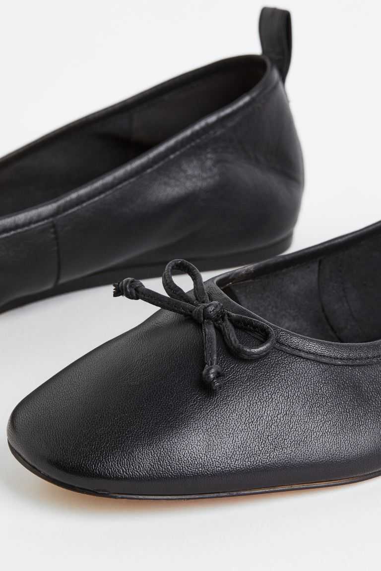 H&M Leather Women's Ballet Flats Black | ZHDCUSO-71