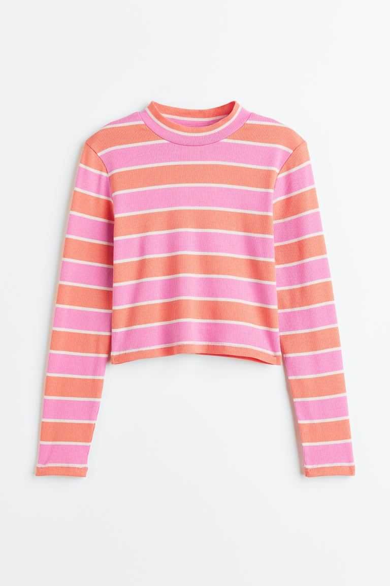 H&M Long-sleeved Jersey Tops Kids' Clothing Pink/Striped | LDSVBNI-98