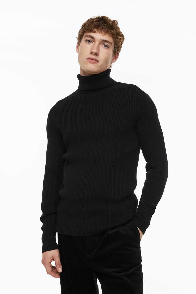 H&M Muscle Fit Turtleneck Men's Sweaters White | KRHZMES-86