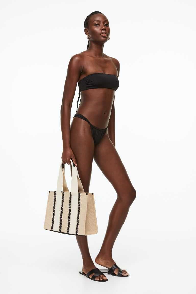 H&M Padded Bandeau Bikini Tops Women's Beachwear Turquoise/Patterned | OILEFQU-72