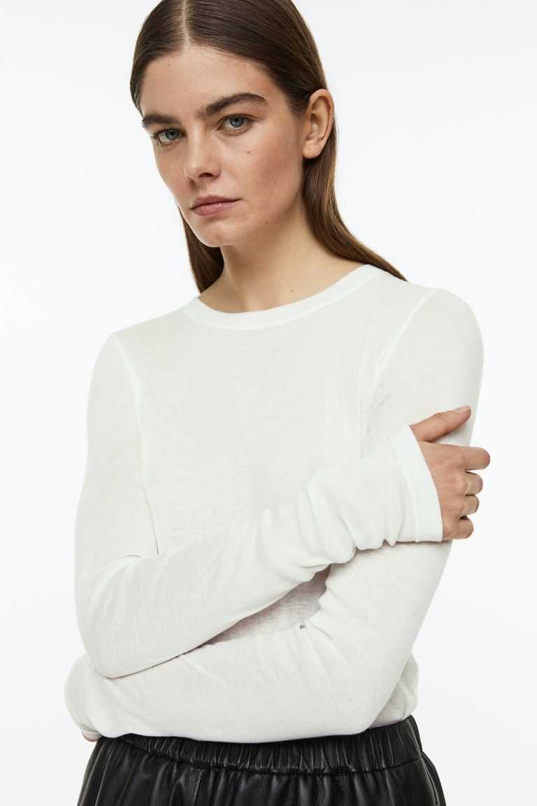 H&M Pima Cotton Jersey Women's Tops White | ZGWINLC-98